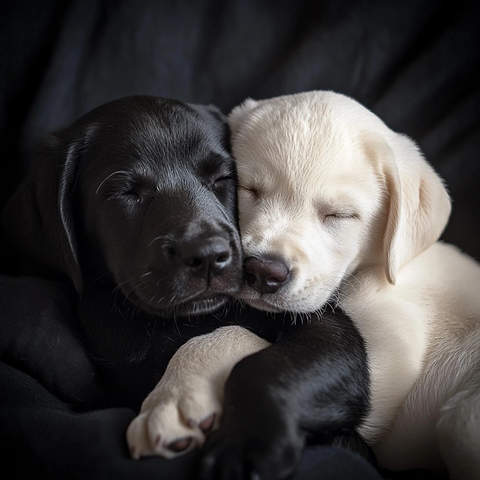 象牙色拉布拉多与乌木色拉布拉多