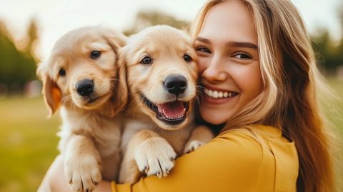 狗狗领养家庭温馨场景