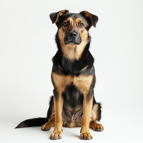 白背景狗坐姿摄影