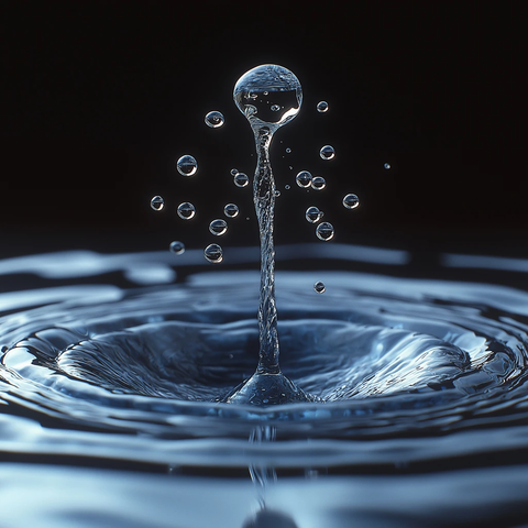 蓝色水滴下落瞬间