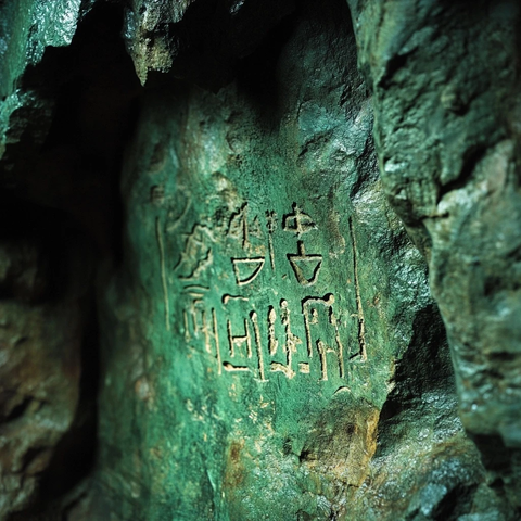 岩石上的古老刻字