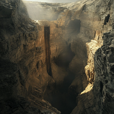峡谷内部景象岩壁耸立光线洒落