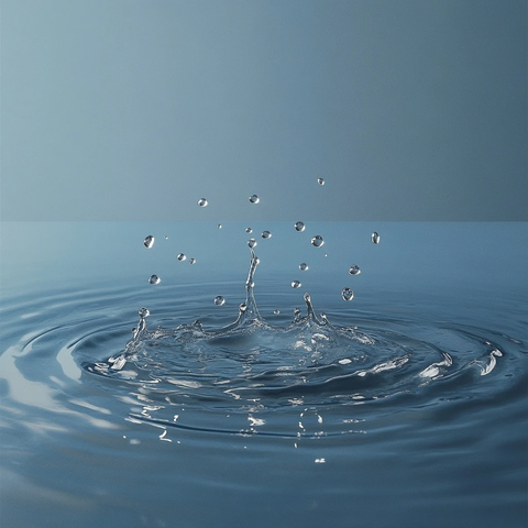 雨滴落水产生涟漪