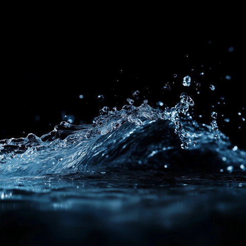 深黑背景水流喷射