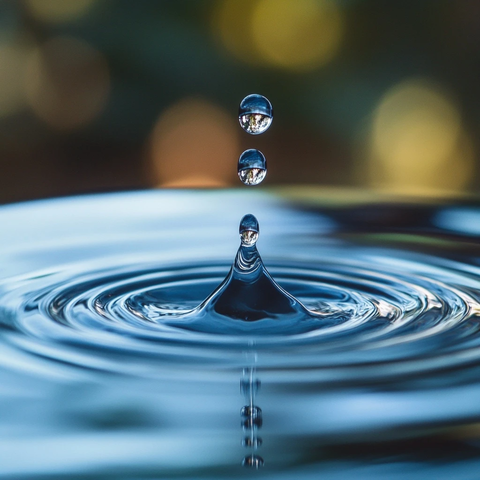 水滴表面反射模糊背景