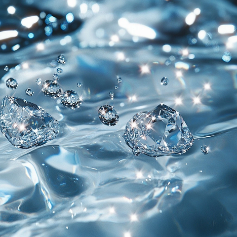 钻石水滴与水流融合