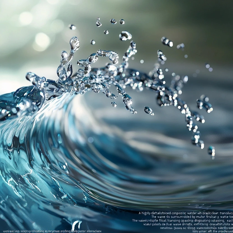 动态波浪与透明水滴