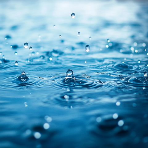 海面雨滴近景蓝色调