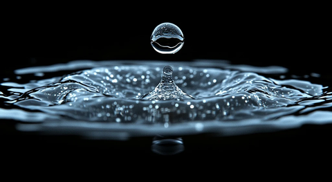 水滴悬浮空中低角度拍摄