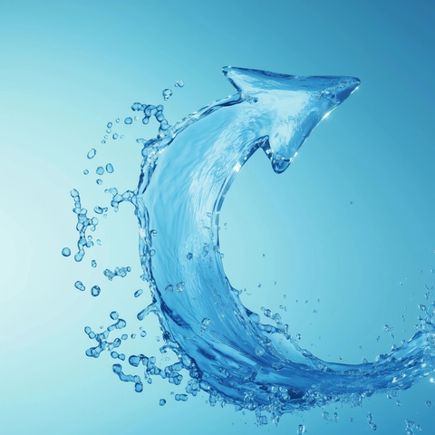 水滴箭头曲线透明蓝背景