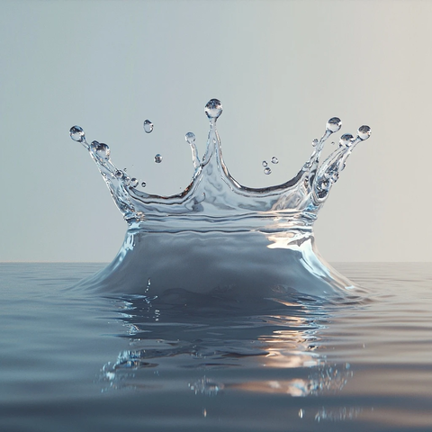 平静水面皇冠形水花