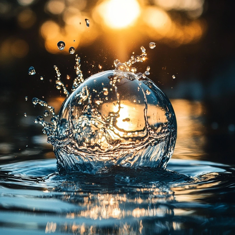 水珠悬浮阳光反射