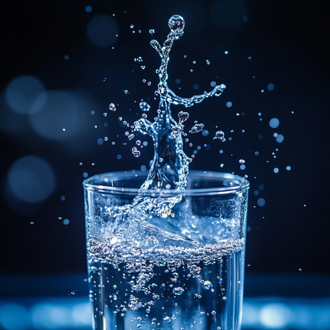 玻璃球掉落测量杯溅水花