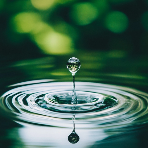 水滴入池反射森林