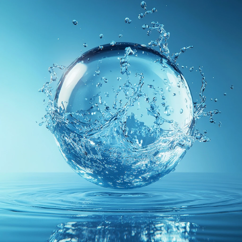 透明蓝球悬浮水静物