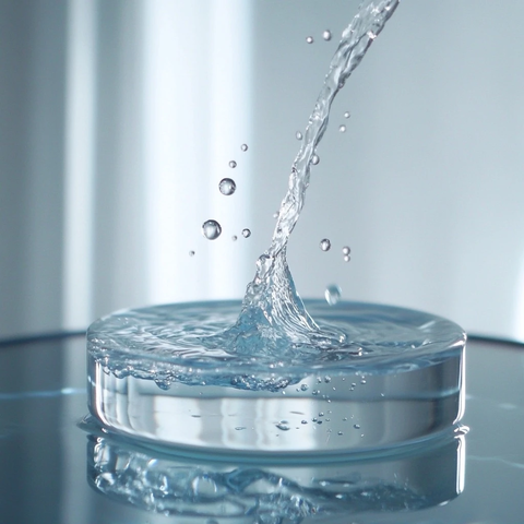 清水倒映玻璃桌面