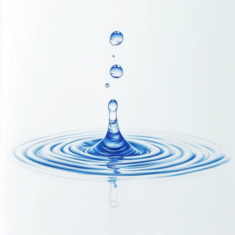 蓝色水滴融合白纸中央