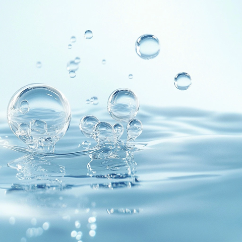 清澈水泡轻盈飘动