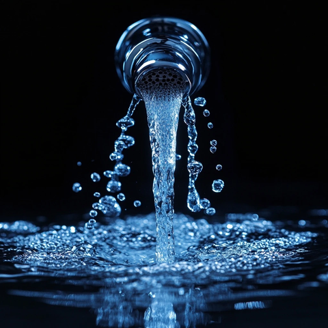 水龙头流水黑色背景