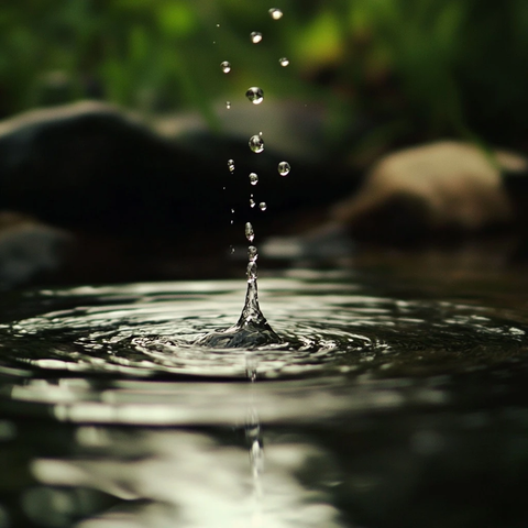 水滴落入河流瞬间