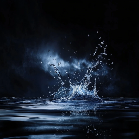 银色倒影风暴水面