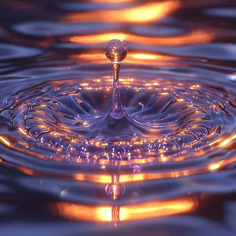 银色水滴与涟漪的静谧