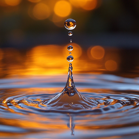 水滴激起水面涟漪