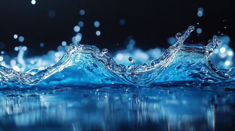 蓝色管道漏水飞溅