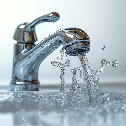 旧厨房水龙头喷水