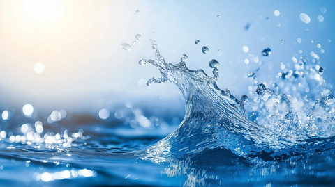 清水飞溅背光照耀瞬间