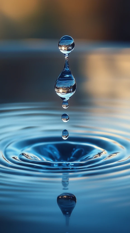 蓝色液体滴落透明涟漪