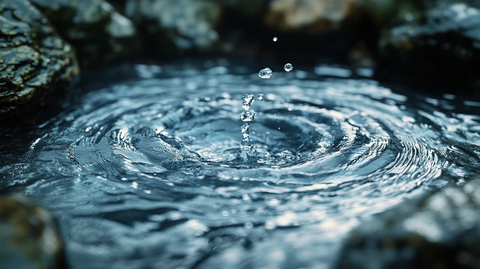 水流轻柔滑过岩石表面