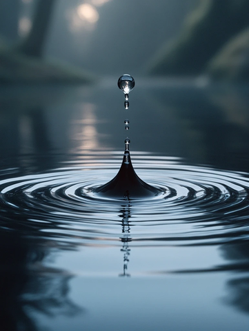 水滴落水面扩散涟漪