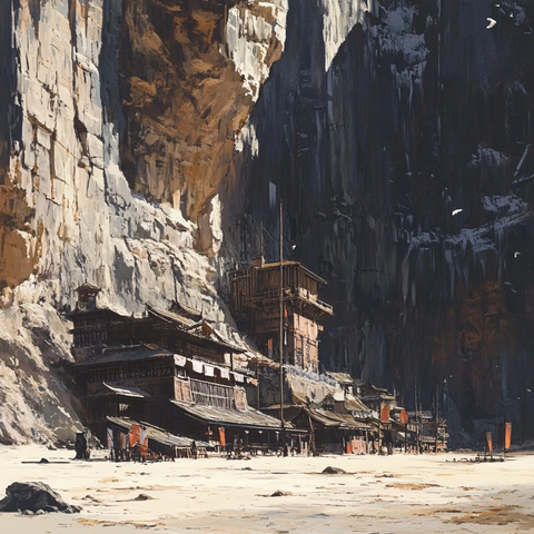 深山峡谷中的古朴建筑群落