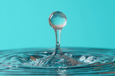 水滴落在渐变绿松石背景