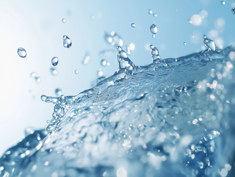 水雾喷溅蓝色天空