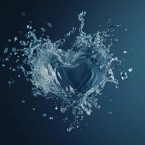 蓝色水花心形图案