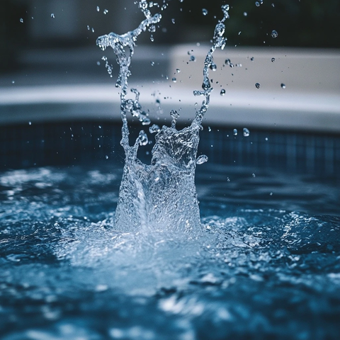 水花飞溅的水池景观