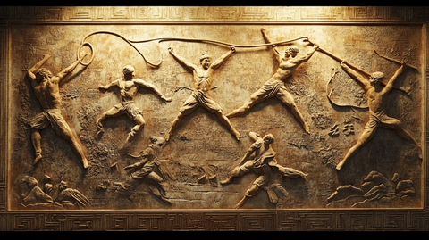 展现人物动作的精美浮雕壁画