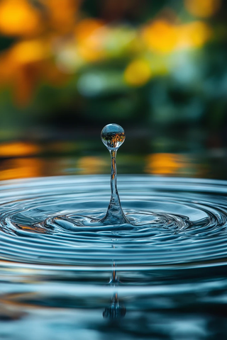 水滴落入平静水池