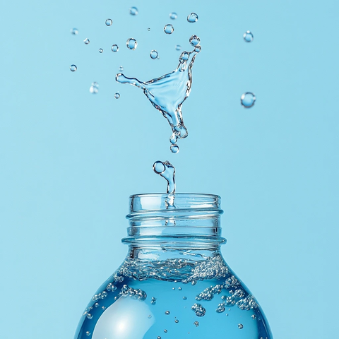 水滴悬浮瓶口水花四溅