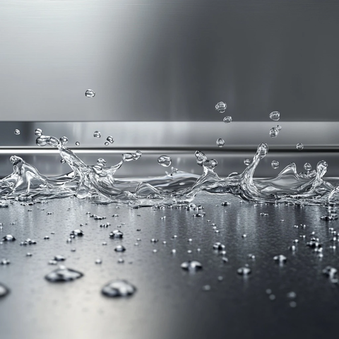 水滴滑动不锈钢表面