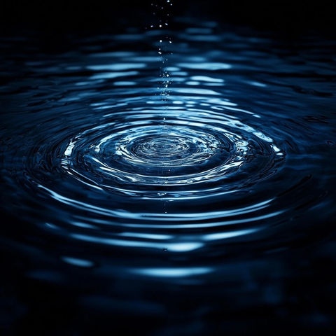 深蓝银光水面涟漪