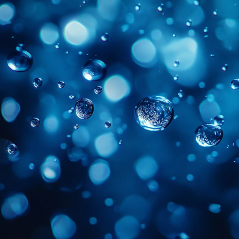 悬浮水滴与光影交错