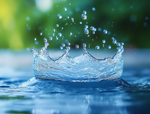 水滴飞溅蓝色背景