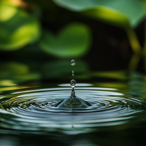 水滴入池激起细微涟漪