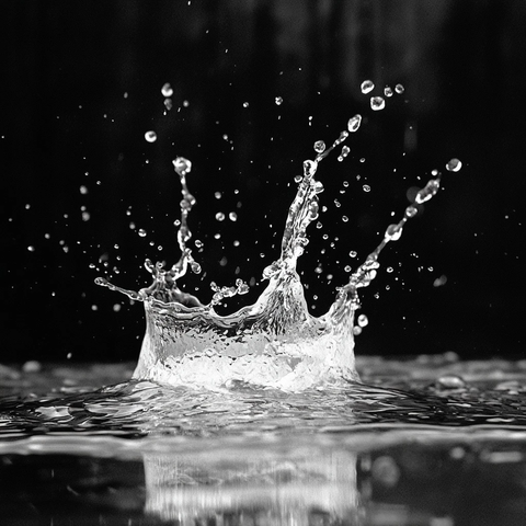 水滴落地溅起黑白水花