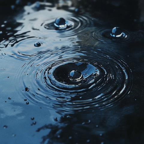 大雨滴落波纹涟漪