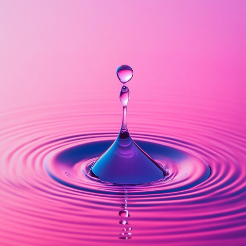 水花飞溅与淡紫柔粉光泽