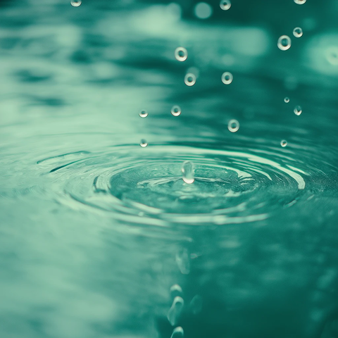 湖面雨滴绿色调